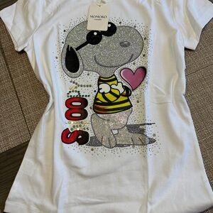 White Shirt with Cartoon Design